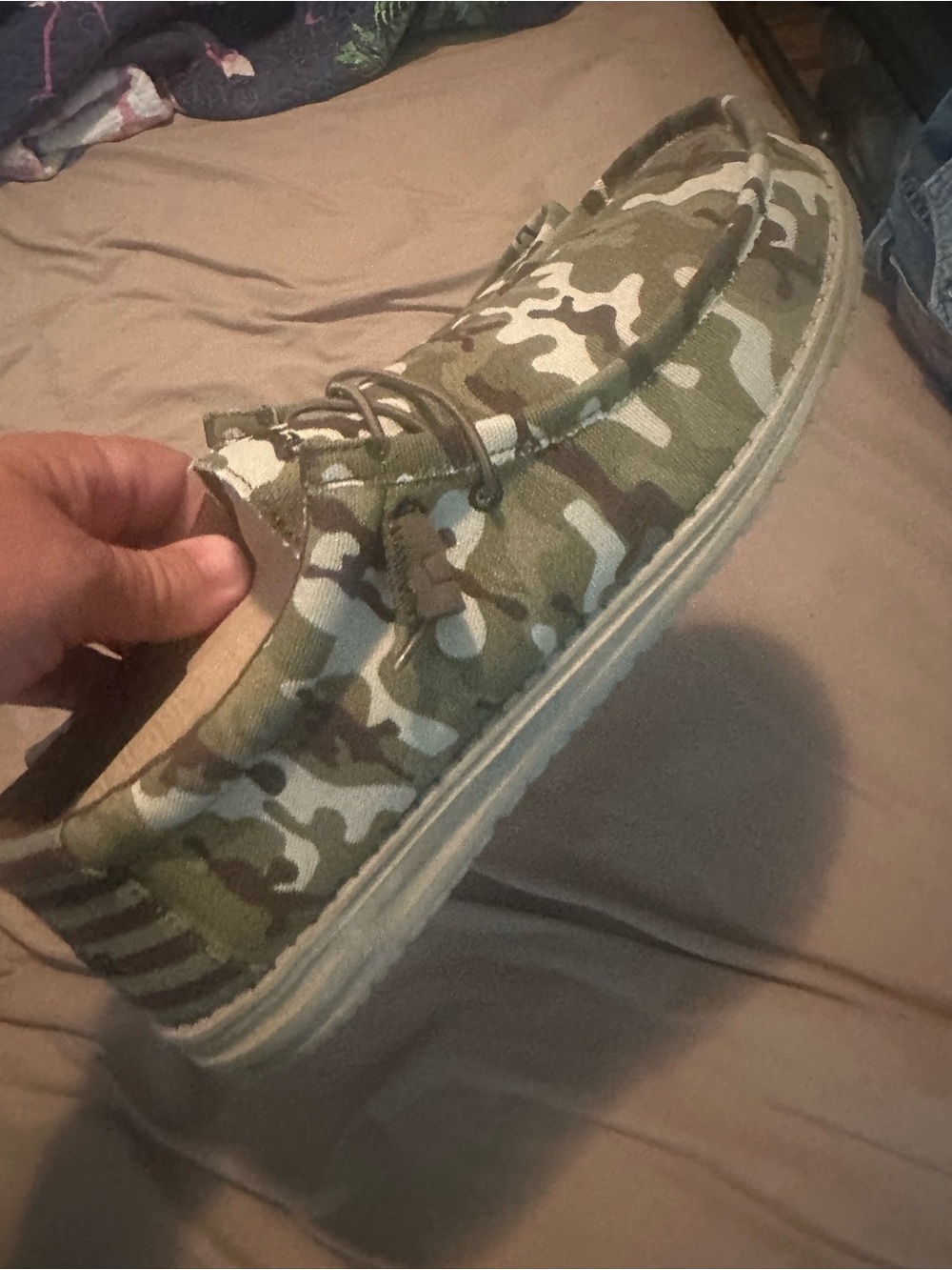 Hey Dude Camouflage Slip-On Shoes in Green and Brown - Picture 3 of 6